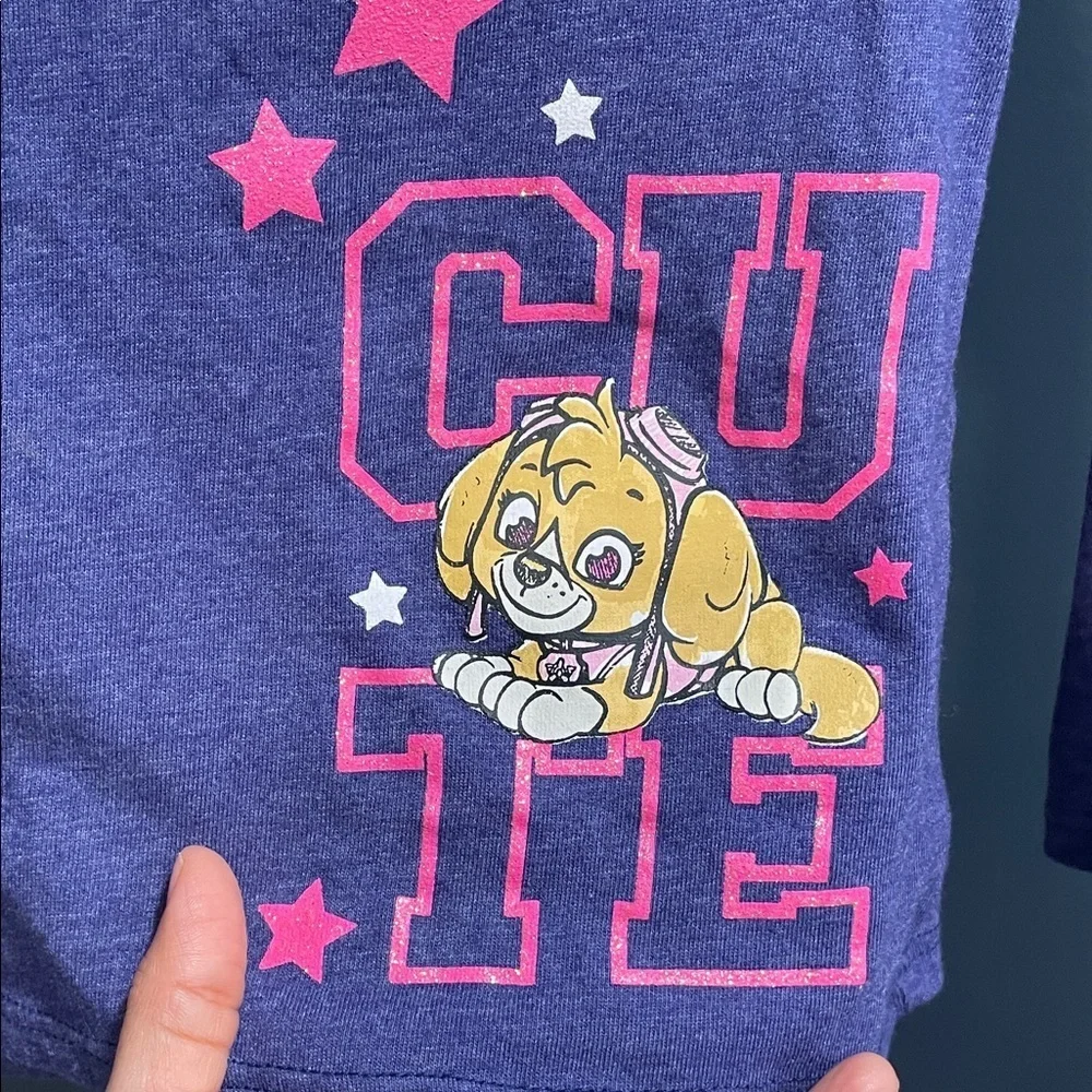 Paw Patrol Purple Long Sleeve Tee with Pink and White Stars
